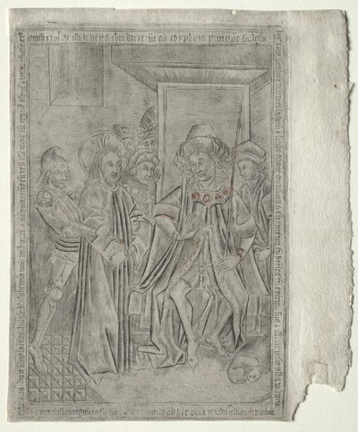 Die Passion: Christus vor Kaiphas von Master of the Banderoles