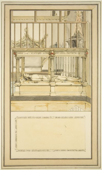 Grab von Bischof Paul Bush, in der Kathedrale von Bristol, um 1799 von Master of the Bristol Church Monuments