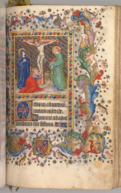 Stundenbuch von Charles dem Edlen, König von Navarra 1361-1425: fol. 185r, Kreuzigung, um 1405 von Master of the Brussels Initials and Associates