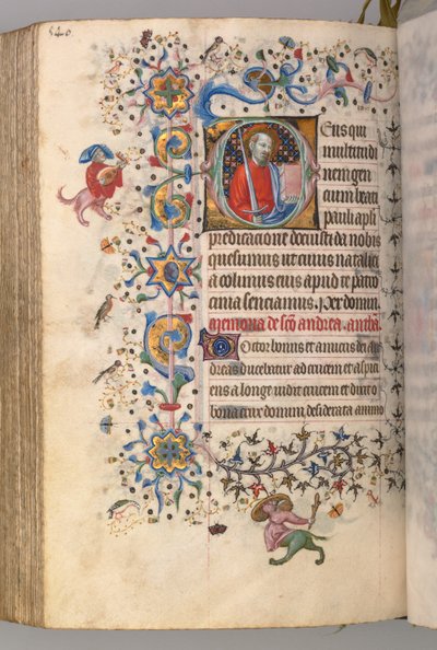 Stundenbuch von Karl dem Edlen, König von Navarra 1361-1425: fol. 264v, St. Paul, um 1405 von Master of the Brussels Initials and Associates