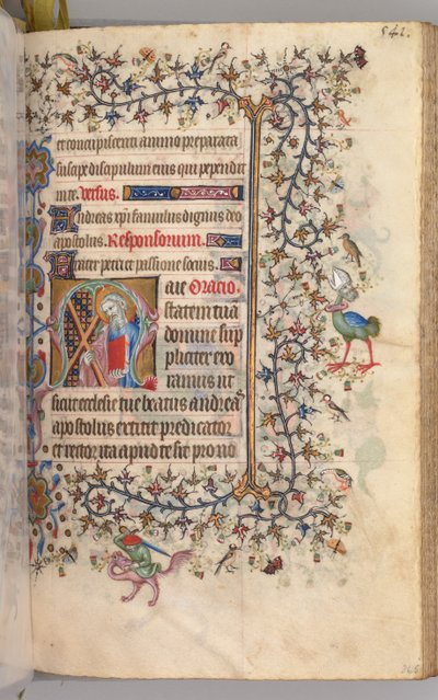 Stundenbuch von Karl dem Edlen, König von Navarra 1361-1425: fol. 265r, St. Andreas, um 1405 von Master of the Brussels Initials and Associates