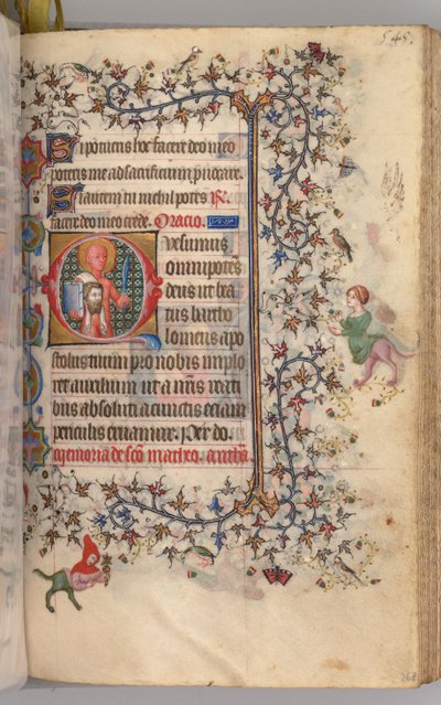 Stundenbuch von Karl dem Edlen, König von Navarra 1361-1425: fol. 267r, St. Bartholomäus, um 1405 von Master of the Brussels Initials and Associates