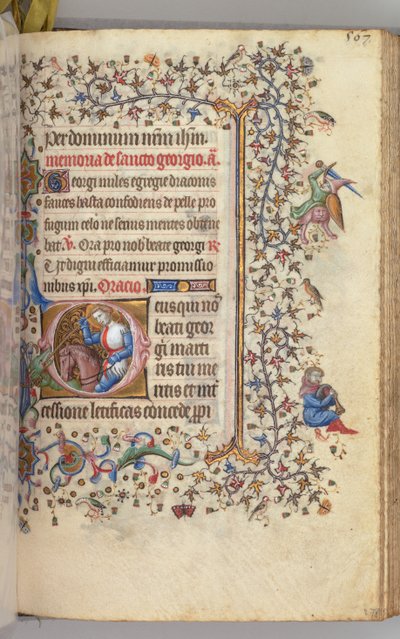 Stundenbuch von Karl dem Edlen, König von Navarra 1361-1425, fol. 278r, St. Georg, ca. 1405 von Master of the Brussels Initials and Associates
