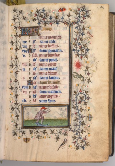 Stundenbuch von Karl dem Edlen, König von Navarra 1361-1425: fol. 6r, Juni, um 1405 von Master of the Brussels Initials and Associates