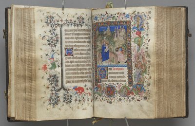 Stundenbuch von Karl dem Edlen, König von Navarra 1361-1425: fol. 87v, Text, ca. 1405 von Master of the Brussels Initials and Associates