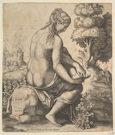 Venus entfernt einen Dorn aus ihrem Fuß, 1532 von Master of the Die