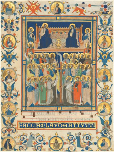 Christus und die Jungfrau auf dem Thron mit vierzig Heiligen von Master of the Dominican Effigies