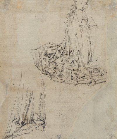 Weibliche Figur kniend im Gebet [verso] von Master of the Drapery Studies