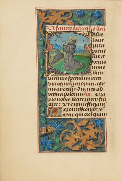 Initiale S: Die Stigmatisierung des Heiligen Franziskus von Master of the Dresden Prayer Book