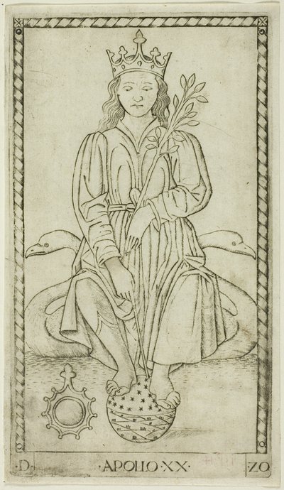 Apollo, Tafel 20 aus Apollo und die Musen von Master of the E Series Tarocchi