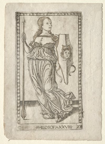 Philosophie aus den Tarocchi, Serie C: Freie Künste, Nr. 28, vor 1467 von Master of the E Series Tarocchi