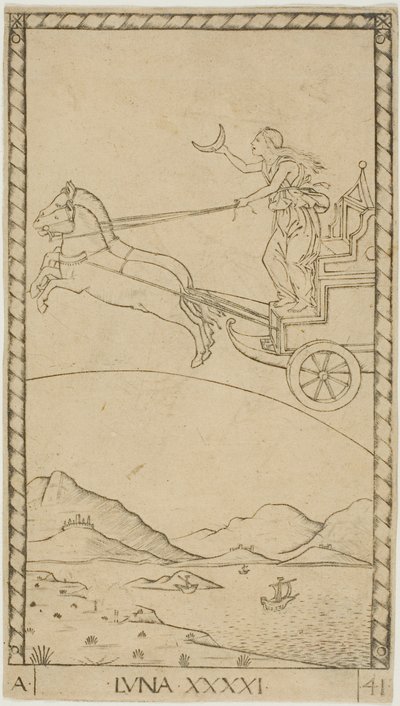 Der Mond, Platte 41 aus Planeten und Sphären von Master of the E Series Tarocchi