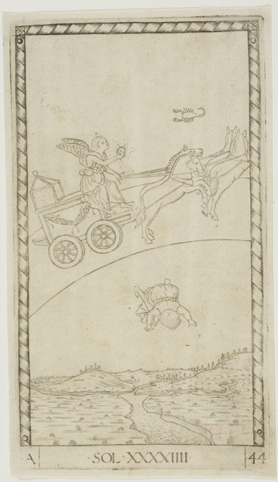 Die Sonne, Platte 44 aus Planeten und Sphären von Master of the E Series Tarocchi