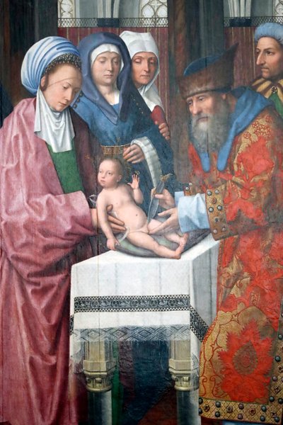 Evora Museum. Meister des Evora-Altarbildes. Die Beschneidung Christi. Öl auf Holz. Flämische Schule 1500. Portugal. von Master of the Evora Altarpiece