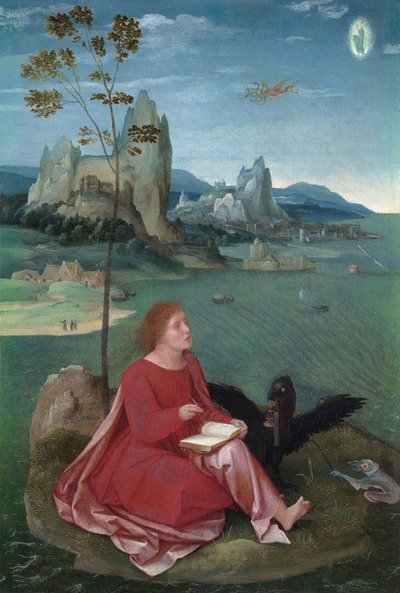 Heiliger Johannes auf Patmos von Master of the Female Half Lengths