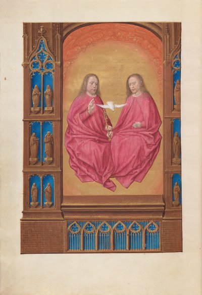 Stundenbuch der Königin Isabella der Katholischen, Königin von Spanien: Fol. 17v, Die Dreifaltigkeit von Master of the First Prayerbook of Maximillian