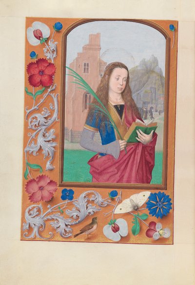 Stundenbuch der Königin Isabella der Katholischen, Königin von Spanien: Fol. 191v, St. Barbara, um 1500 von Master of the First Prayerbook of Maximillian