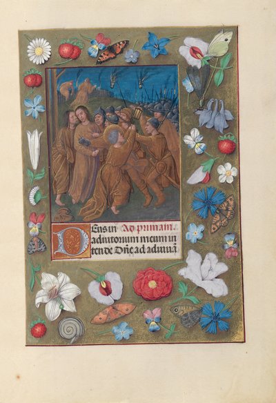 Stundenbuch der Königin Isabella der Katholischen, Königin von Spanien: Fol. 61r, Kuss des Judas von Master of the First Prayerbook of Maximillian