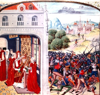 Weihe von Papst Gregor IX. in Avignon, Frankreich (Pontifikat 1227-1241) von Jean Froissart (Pergament) von Master of the Harley Froissart