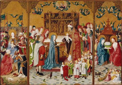 Altarbild mit den sieben Freuden Mariens von Master of the Holy Kinship