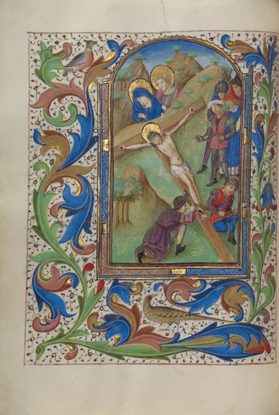 Christus ans Kreuz genagelt von Master of the Lee Hours