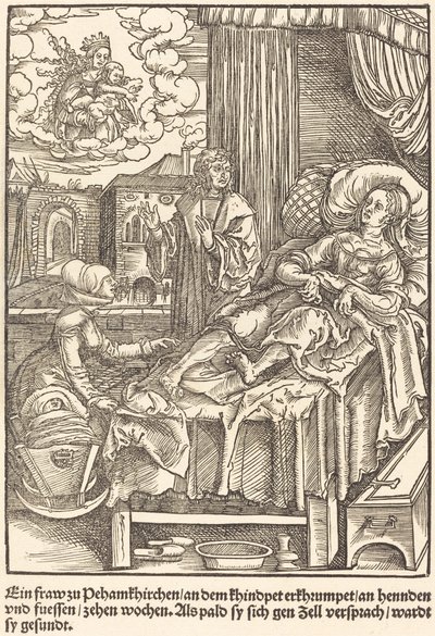 Eine Frau zu Peham Kirchen... von Master of the Miracles of Mariazell