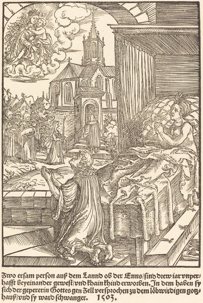 Zwei ehrbare Personen auf dem Land... von Master of the Miracles of Mariazell