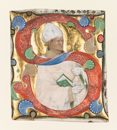 Initiale S aus einem Graduale: St. Augustinus, ca. 1420 von Master of the Murano Gradual