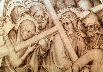 Das Parement von Narbonne: Christus trägt sein Kreuz von Master of the Parement of Narbonne