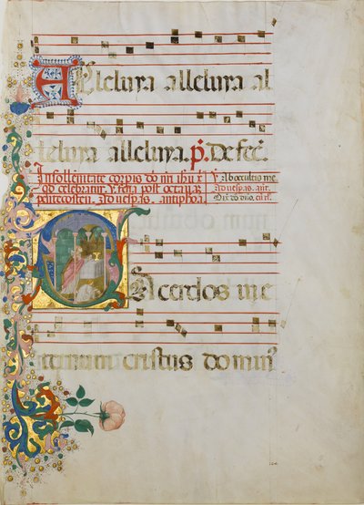 Manuskriptblatt mit der Feier einer Messe in einem Initial S..., zweite Hälfte des 15. Jahrhunderts von Master of the Riccardiana Lactantius