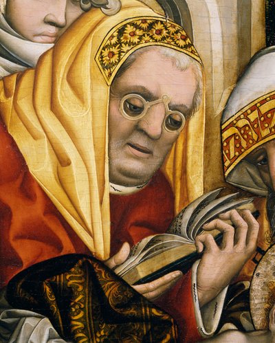 Priester mit Brille, Detail aus Beschneidung Christi von Master of the Tucher Altarpiece
