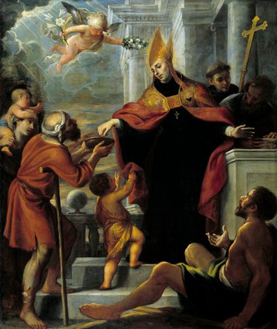 Der heilige Thomas von Villanova verteilt Almosen an Bettler. Gemälde von Mateo Cerezo von Mateo Cerezo