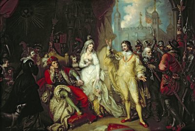 Thomas Howard, Earl of Surrey, verteidigt seine Treue zu Richard III vor Heinrich VII nach der Schlacht von Bosworth, 1797 von Mather Brown