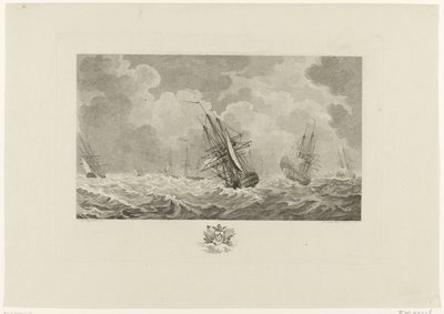 Niederländische Flotte im Sturm, 1784 von Mathias de Sallieth