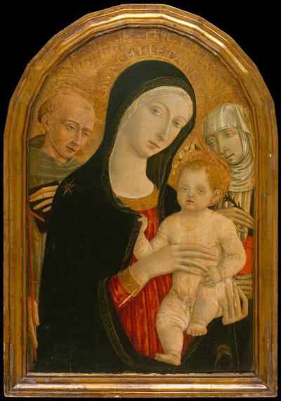 Madonna mit Kind und den Heiligen Franziskus und Katharina von Siena, ca. 1476-80 von Matteo di Giovanni