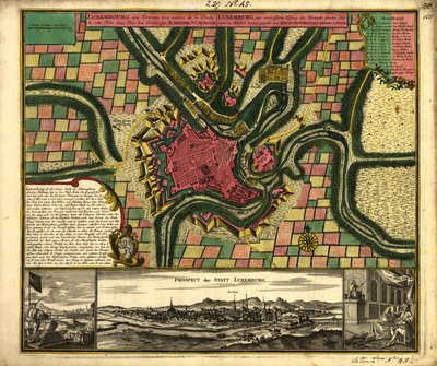 Luxemburg, eine sehr berühmte Festung des Herzogtums dieses Namens in den Niederlanden von Matthaeus Seutter