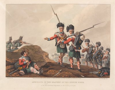 Anekdote über die Tapferkeit des schottischen Dudelsackspielers des 71. Highland Regiments in der Schlacht von Vimiero von Matthew Dubourg