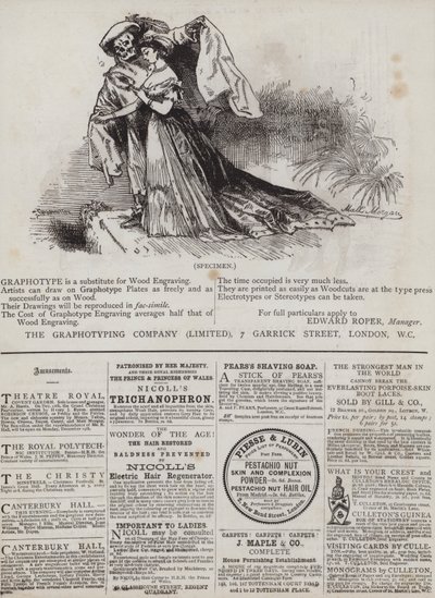 Seite mit Anzeigen (Farblithografie) von Matthew