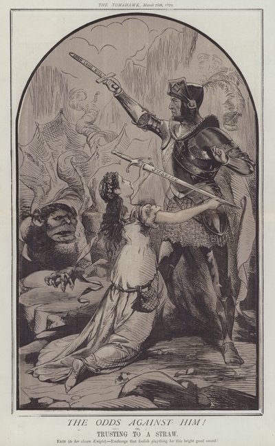 Die Chancen gegen ihn! oder, Vertrauen auf einen Strohhalm (Farblitho) von Matthew