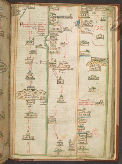 Eine Reiseroute, die die Route zwischen London und Neapel zeigt, aus Matthew Paris
