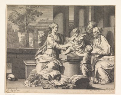 Heilige Familie mit Zacharias, Elisabeth und Johannes dem Täufer von Matthijs Pool