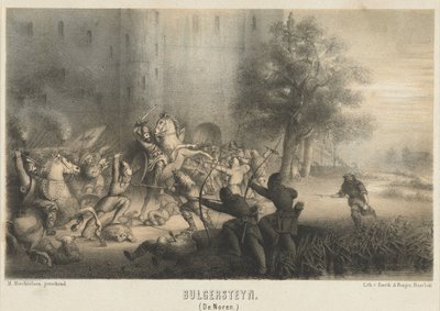 Bulgersteyn belagert durch die Normannen, ca. 810 von Matthijs Willem Gerardus Michielsen