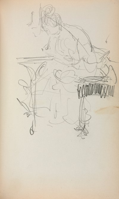Italienisches Skizzenbuch: Sitzende Frau beim Nähen, Seite 153, 1898-1899 von Maurice Brazil Prendergast