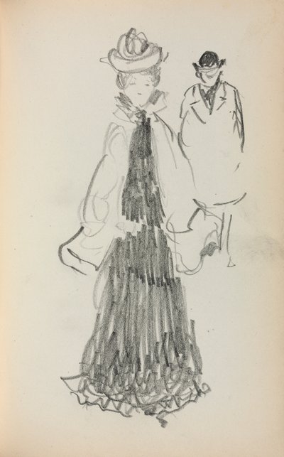 Italienisches Skizzenbuch: Stehende Frau und Mann Seite 125, 1898-1899 von Maurice Brazil Prendergast