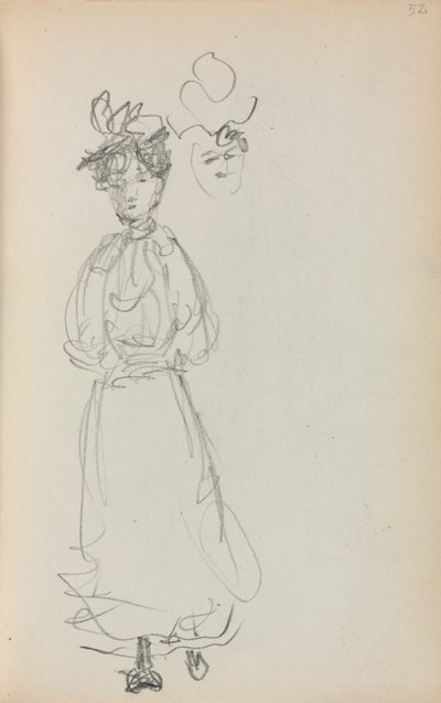 Italienisches Skizzenbuch: Stehende Frau, Seite 52, 1898-1899 von Maurice Brazil Prendergast