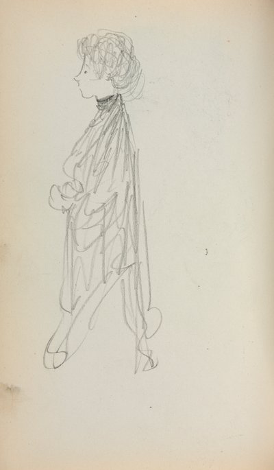 Italienisches Skizzenbuch: Stehende Frau im Profil Seite 51, 1898-1899 von Maurice Brazil Prendergast