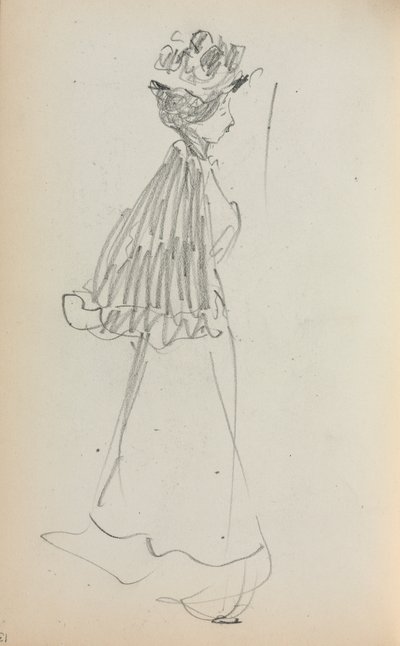 Italienisches Skizzenbuch: Stehende Frau im Profil Seite 130, 1898-1899 von Maurice Brazil Prendergast