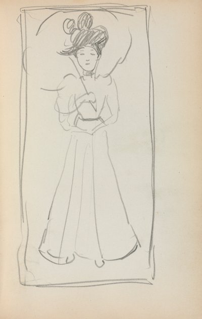 Italienisches Skizzenbuch: Stehende Frau mit Sonnenschirm Seite 233, 1898-1899 von Maurice Brazil Prendergast