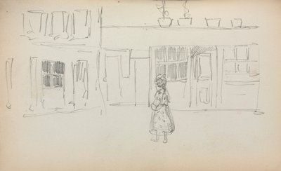Italienisches Skizzenbuch: Straßenszene mit einem Mädchen von Maurice Brazil Prendergast