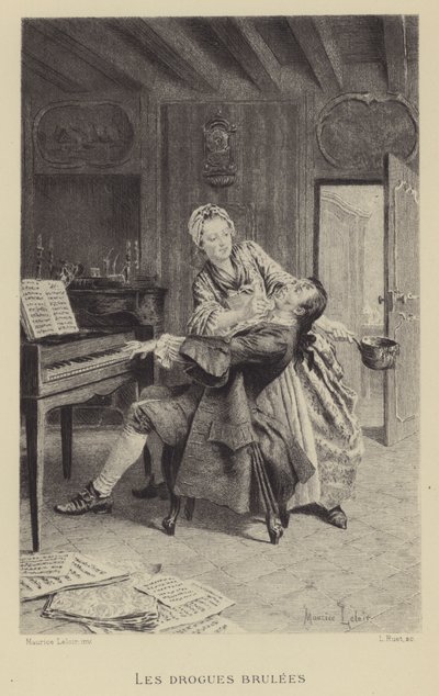 Die verbrannten Drogen (Gravur) von Maurice Leloir